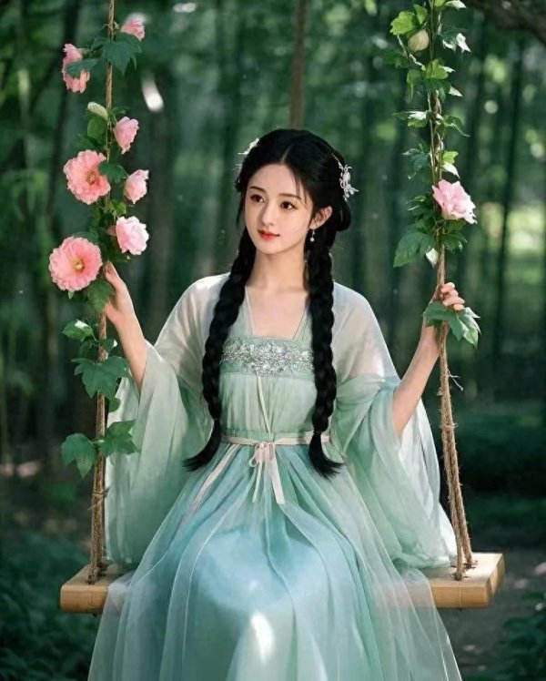 被赵丽颖这组荡秋千神图, 美到失语