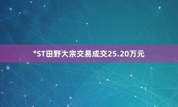 *ST田野大宗交易成交25.20万元