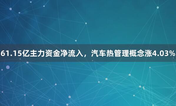 61.15亿主力资金净流入，汽车热管理概念涨4.03%