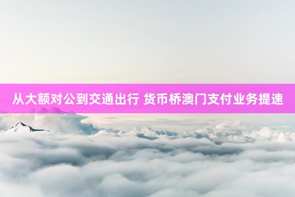从大额对公到交通出行 货币桥澳门支付业务提速