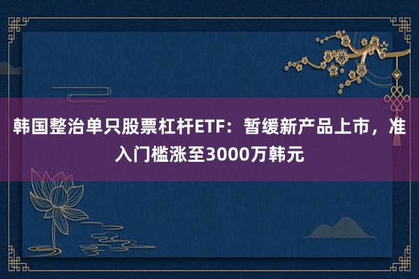 韩国整治单只股票杠杆ETF：暂缓新产品上市，准入门槛涨至3000万韩元