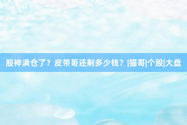 股神满仓了？皮带哥还剩多少钱？|猫哥|个股|大盘