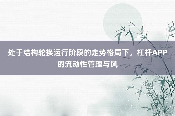 处于结构轮换运行阶段的走势格局下，杠杆APP的流动性管理与风