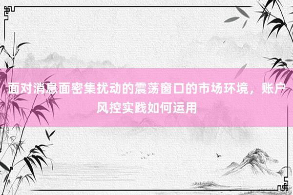 面对消息面密集扰动的震荡窗口的市场环境，账户风控实践如何运用