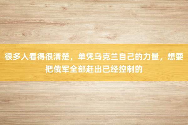 很多人看得很清楚，单凭乌克兰自己的力量，想要把俄军全部赶出已经控制的