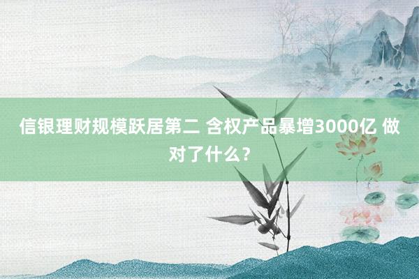 信银理财规模跃居第二 含权产品暴增3000亿 做对了什么？