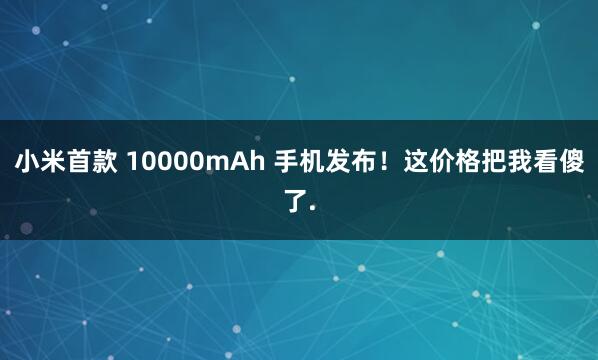 小米首款 10000mAh 手机发布！这价格把我看傻了.