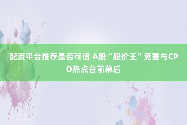 配资平台推荐是否可信 A股“股价王”竞赛与CPO热点台前幕后