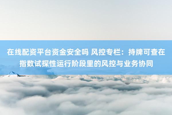 在线配资平台资金安全吗 风控专栏：持牌可查在指数试探性运行阶段里的风控与业务协同